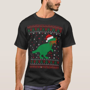 Funny Uggli Christmas T Rex Eating Rentier Sweater T-Shirt