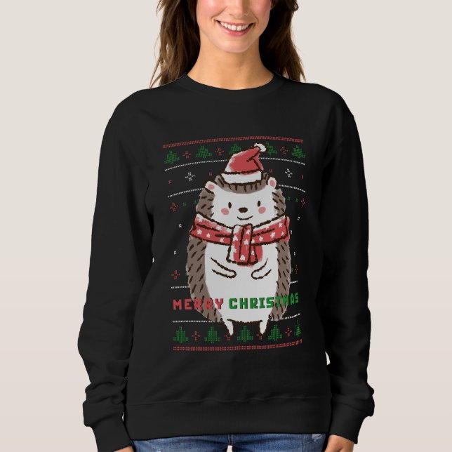 Funny Uggli Weihnachten Pulli Niedlicher Igel Sant (Vorderseite)