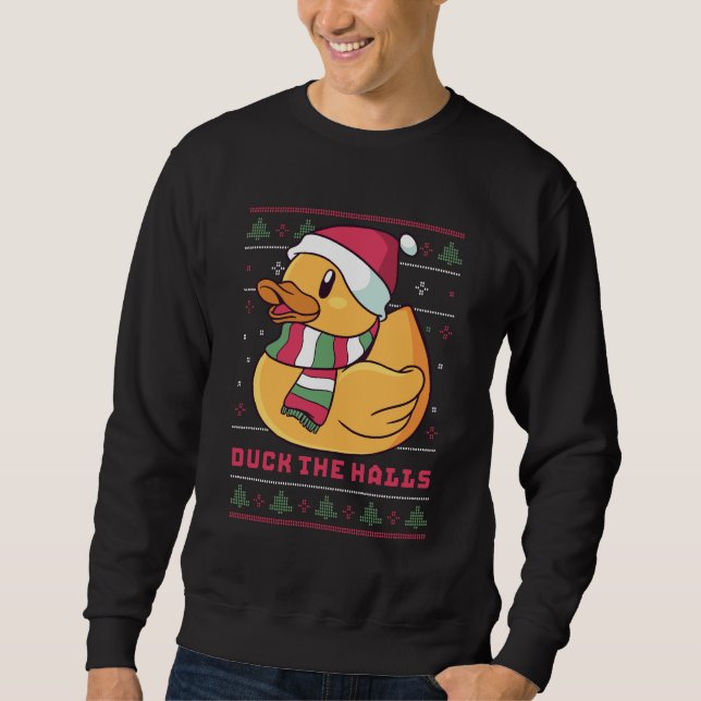 Funny Uggli Weihnachts Sweater Niedlich Duck The H Sweatshirt (Vorderseite)