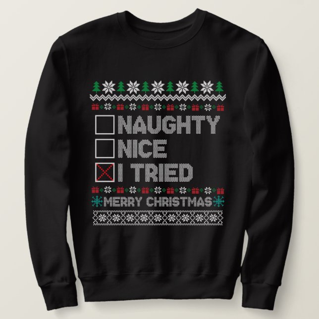 Funny Uggli Weihnachtspulli, Naughty Nice Sweatshirt (Design vorne)