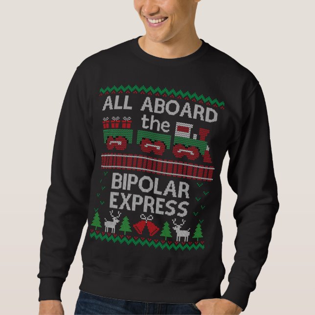 Funny Ugly Christmas Bipolar Express Zug Pullover (Vorderseite)