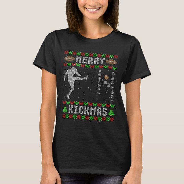 Funny Ugly Christmas Football Srt Team Kicker  T-Shirt (Vorderseite)