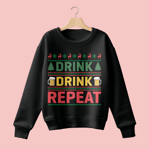 Funny Ugly Christmas Sweater Drink Bier Script Sweatshirt