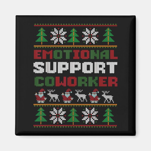 Funny Ugly Christmas Sweater Emotional Suprt Cowor Magnet (Vorne)