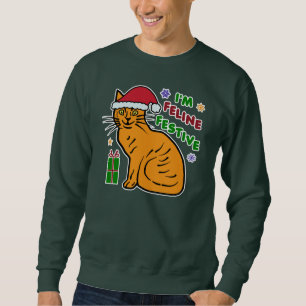 Funny Ugly Christmas Sweater Festive Cat Pub Sweatshirt
