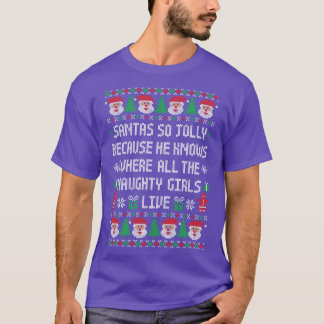 Funny Ugly Christmas Sweater Jolly Santa Naughty G T-Shirt