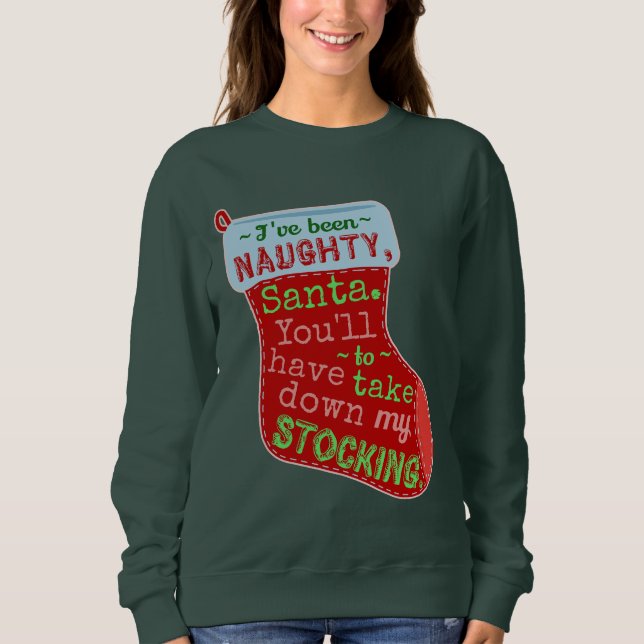Funny Ugly Christmas Sweater Naughty Strumpf Joke Sweatshirt (Vorderseite)