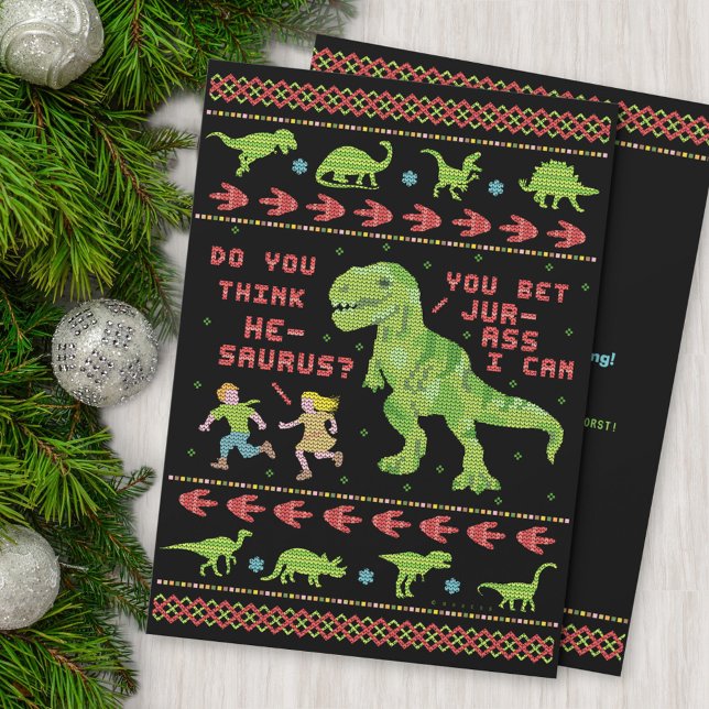 Funny Ugly Christmas Sweater Party T Rex Dinosaur Einladung (Von Creator hochgeladen)