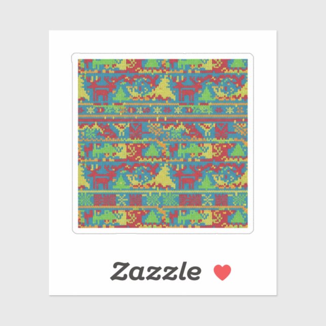 Funny Ugly Christmas Sweater Pattern Holiday  Aufkleber (Blatt)