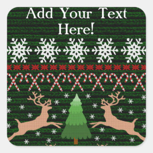 Funny Ugly Christmas Sweater Personalisiert Quadratischer Aufkleber