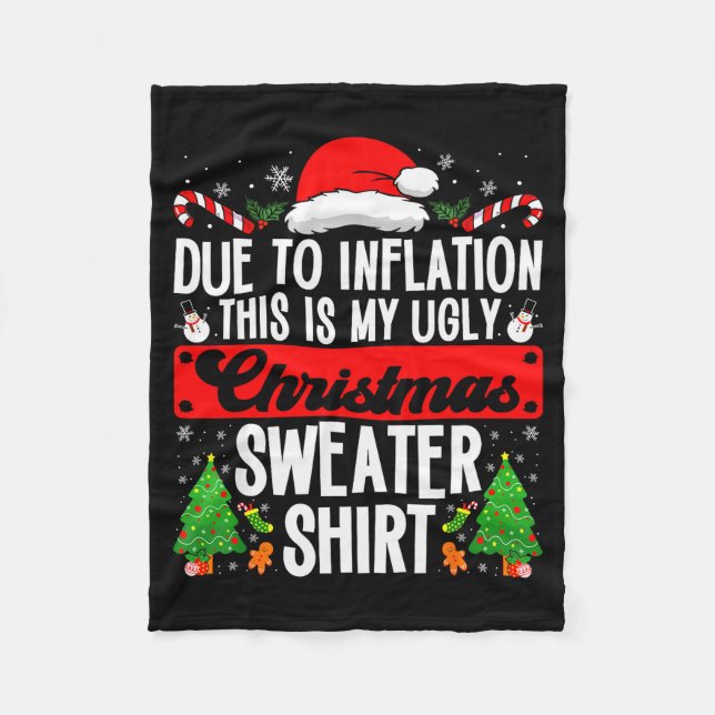 Funny Ugly Christmas Sweater Shirt Inflation Xmas  Fleecedecke (Vorderseite)