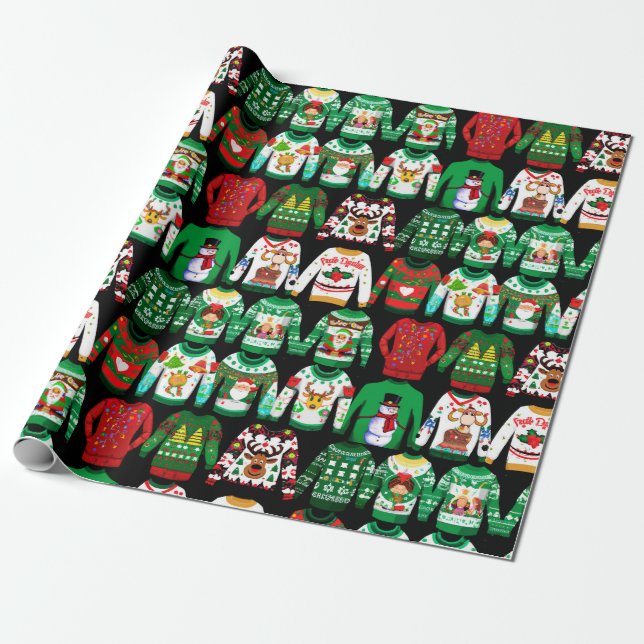 Funny Ugly Christmas Sweaters Geschenkpapier (Ungerollt)