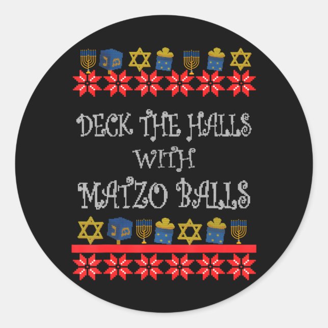 Funny Ugly Deck mit Matzo Balls Runder Aufkleber (Vorderseite)
