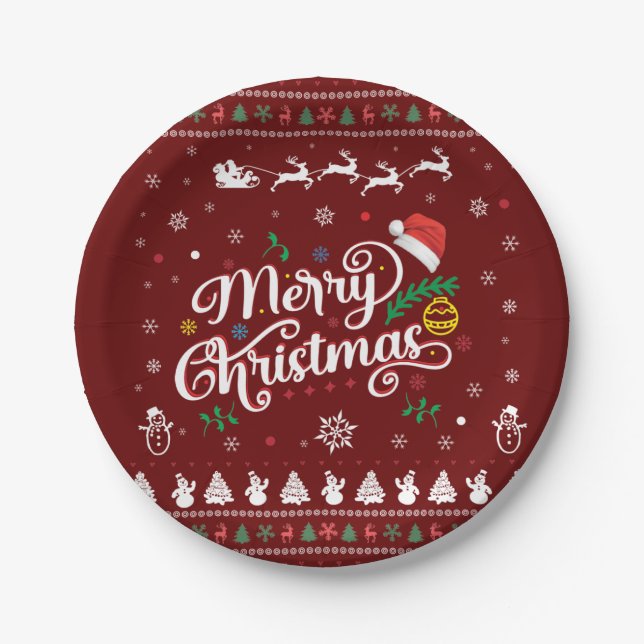 Funny Ugly Frohe Weihnachten Pappteller (Vorderseite)