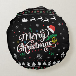 Funny Ugly Frohe Weihnachten Rundes Kissen