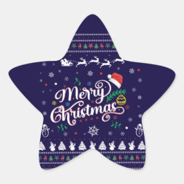 Funny Ugly Frohe Weihnachten Stern-Aufkleber