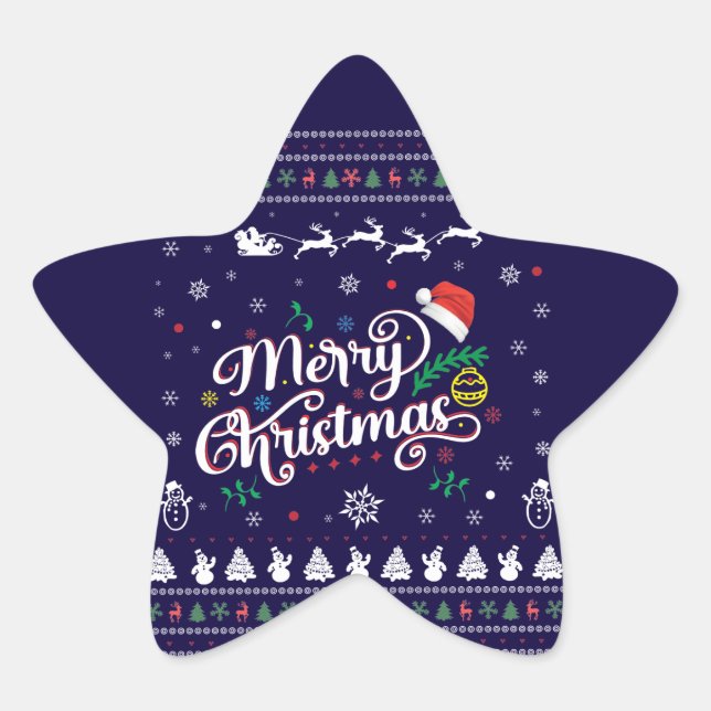 Funny Ugly Frohe Weihnachten Stern-Aufkleber (Vorderseite)