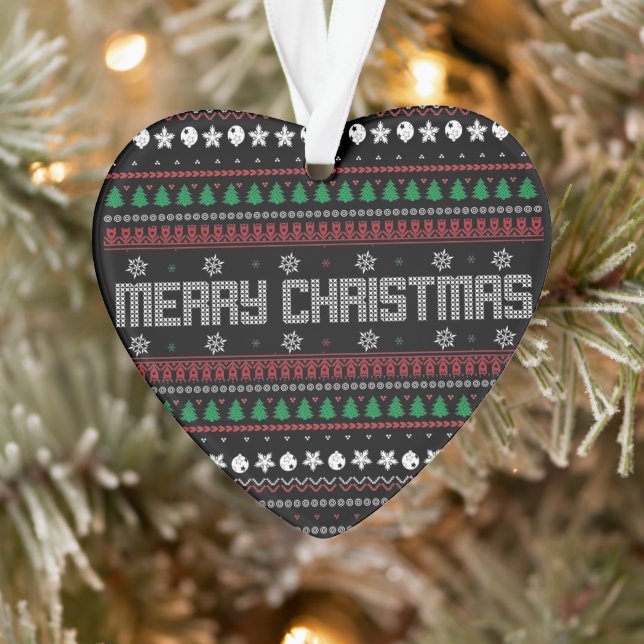 Funny Ugly Frohe Weihnachtsmuster Ornament (Baum)