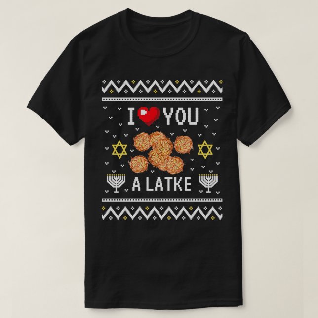 Funny Ugly Hanukkah Sweater Design I Liebe You a L T-Shirt (Design vorne)