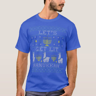 Funny Ugly Hanukkah Sweater Lasse Lit Llama Men T-Shirt