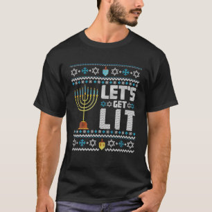 Funny Ugly Hanukkah Sweater Lasse Lit Menorah T-Shirt