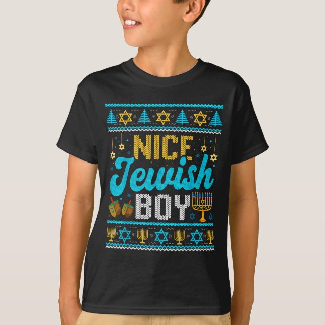 Funny Ugly Hanukkah Sweater Nice Jewish Boy Matchi T-Shirt (Vorderseite)