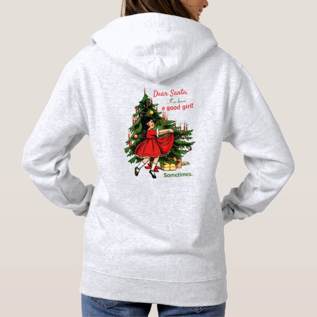 Funny Ugly Retro Weihnachtsschatz Gutes Mädchen Hoodie (Rückseite)