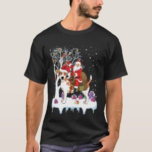 Funny Ugly Santa Riding Jack Russell Terrier Dog C T-Shirt