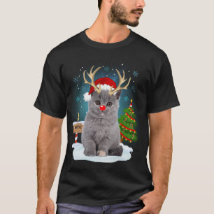 Funny Ugly Sweater Cat Rentier North Pole Christm T-Shirt
