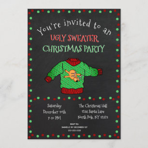 Funny Ugly Sweater Christmas Party Chalkboard Einladung