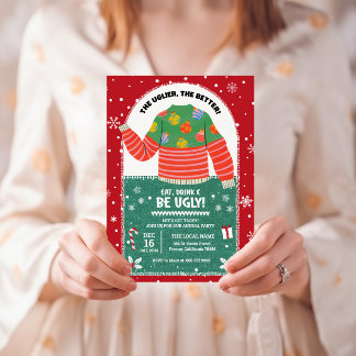 Funny Ugly Sweater Christmas Party Einladung
