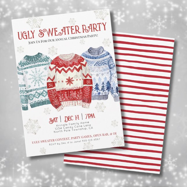 Funny Ugly Sweater Christmas Party Einladung (Ugly Sweater Christmas Party Invitation)