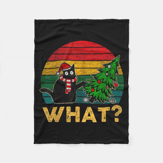 Funny Ugly Sweater Christmas Shirt Naughty Cat San Fleecedecke (Vorderseite)