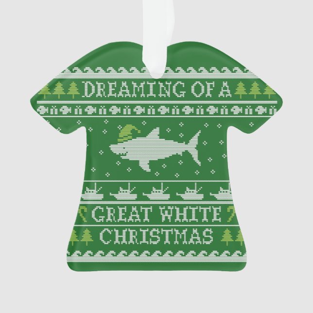 Funny Ugly Sweater Great White Shark Ornament (Vorderseite)