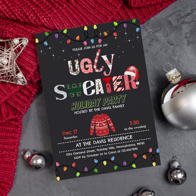 Funny Ugly Sweater Weihnachtsfeier Einladung (Von Creator hochgeladen)