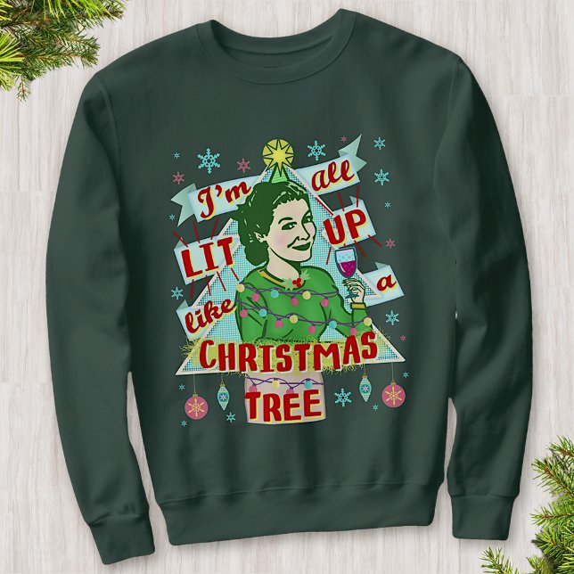 Funny Ugly Weihnachts Sweater Retro Drink Frau Sweatshirt (Von Creator hochgeladen)