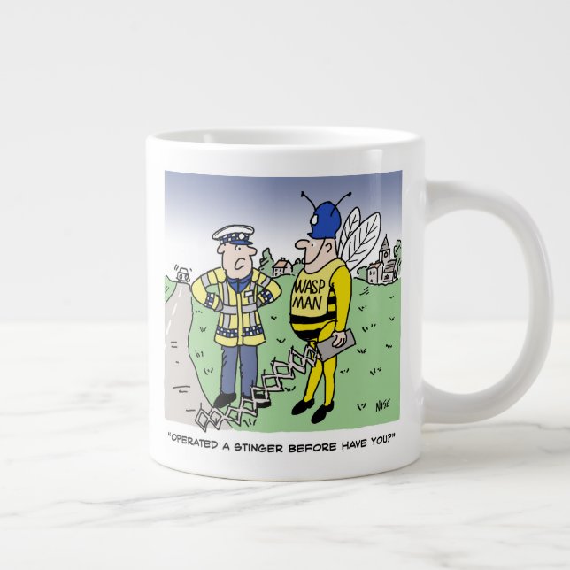Funny UK Traffic Police Cartoon Jumbo-Tasse (Rechts)