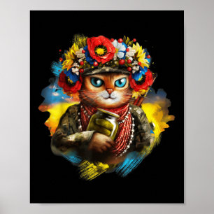 Funny Ukrainian Cat Soldier Gedenktag Retro Lov Poster