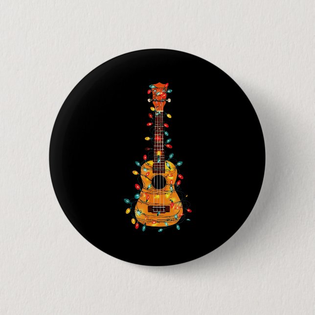 Funny Ukulele Christmas Graphics Lights Lover Play Button (Vorderseite)