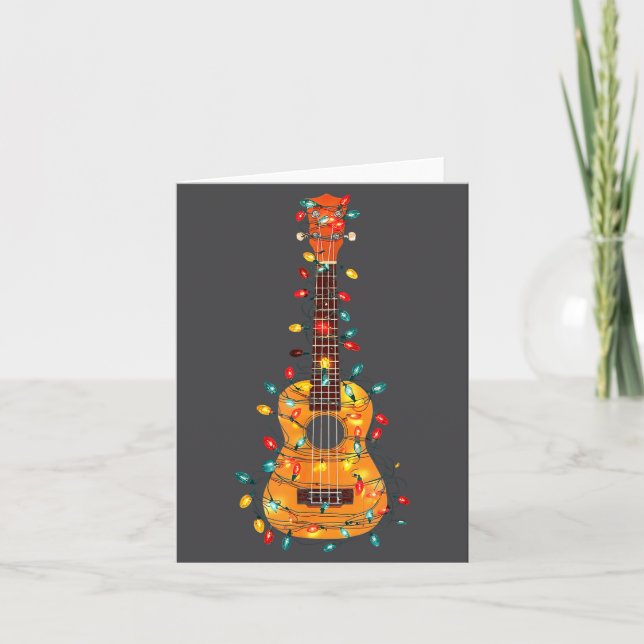 Funny Ukulele Christmas Graphics Lights Lover Play Karte (Vorderseite)