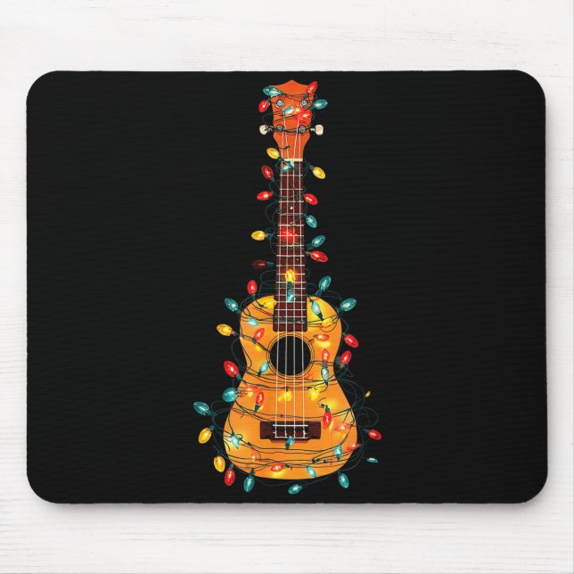 Funny Ukulele Christmas Graphics Lights Lover Play Mousepad (Vorne)
