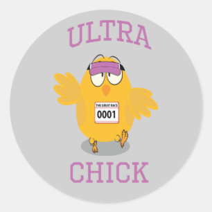 Funny Ultra Chick Runner Runder Aufkleber