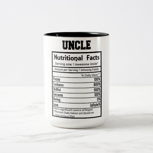 Funny Uncle Nutrition Fakten Zweifarbige Tasse (Mittel)