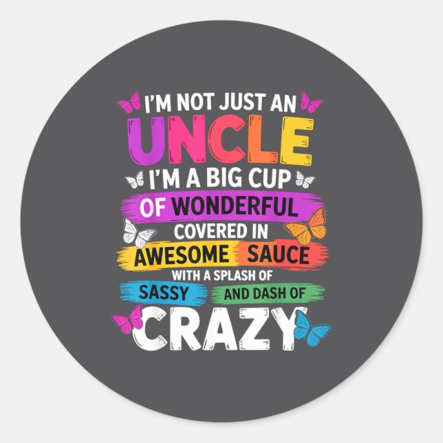 Funny Uncle Quote Sy Cool Uncle Men  Runder Aufkleber (Vorderseite)