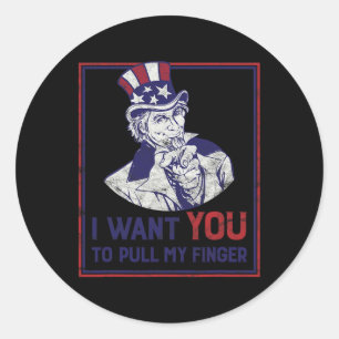 Funny Uncle Sam ich Wollte Sie, meinen Finger zu z Runder Aufkleber