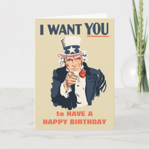 Funny Uncle Sam Patriotic Birthday Karte