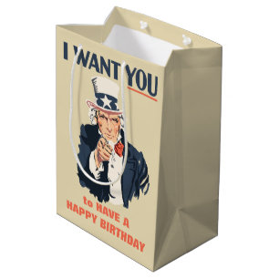 Funny Uncle Sam Patriotic Birthday Mittlere Geschenktüte