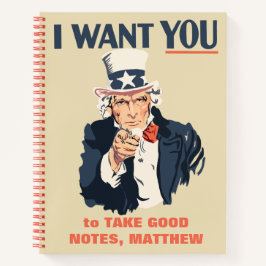 Funny Uncle Sam Patriotic Custom Message Notizbuch