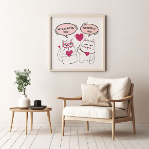 Funny und Grumpy Valentinstag Cat Couple Poster