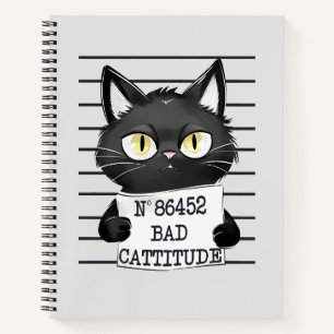 Funny und Niedlich Black Cat Mugshot Notizbuch